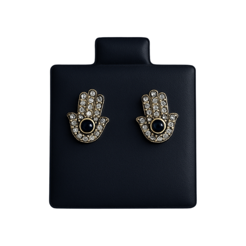 Boucles d'oreilles Main de Fatima avec moissanites